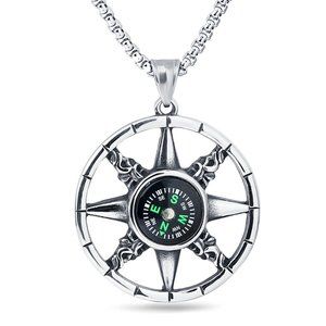 ❤️Rotatable compass hip-hop pendant Necklace, N90201P154